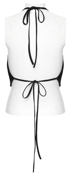 Punk Rave Goth Camisole Top with Feature Embroidery and Tie Back