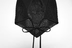 Punk Rave Goth Camisole Top with Feature Embroidery and Tie Back