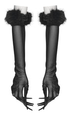 Punk Rave Fluffy Goth Claw Gloves