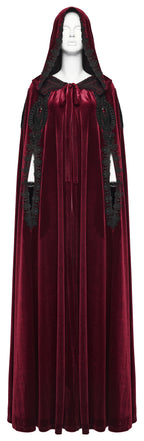 Punk Rave Seraphiel Gothic Velvet Cloak – Blood Red