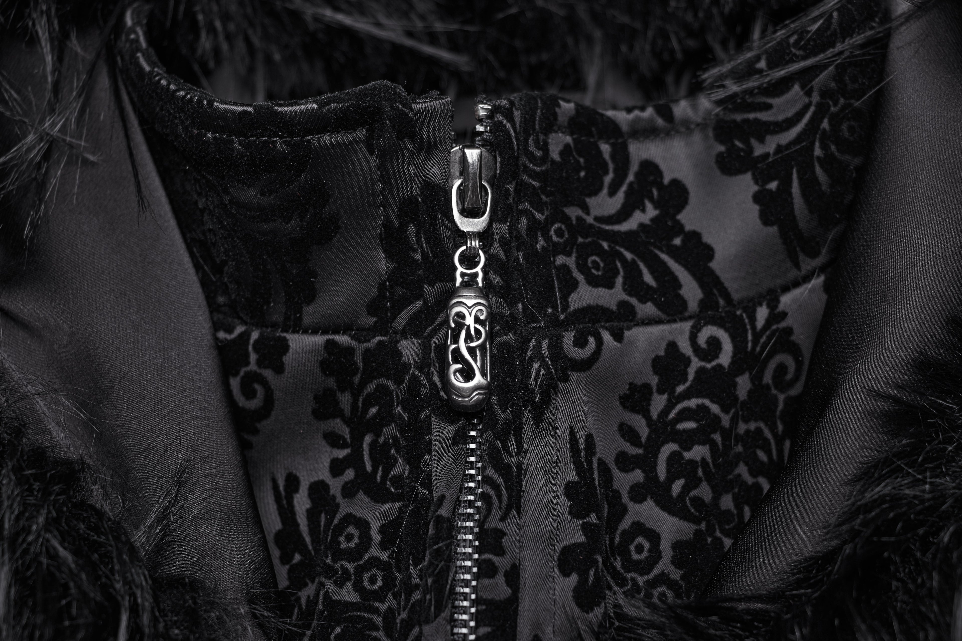 Punk Rave Morrigan Goth Gorgeous Jacquard Coat - Black