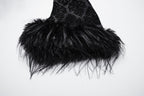 Punk Rave Morrigan Goth Gorgeous Jacquard Coat - Black