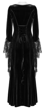 Punk Rave Isolde Velvet Lace Sleeve Dress In Black