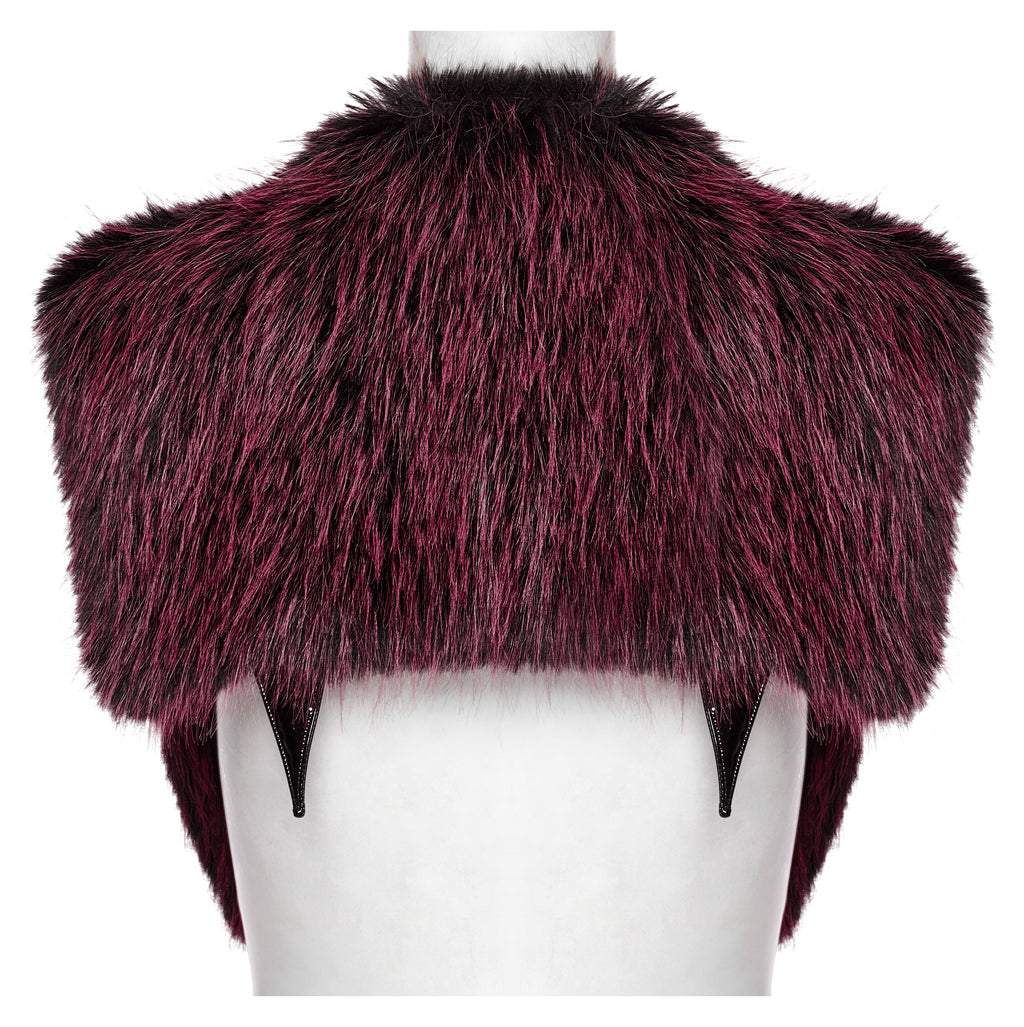 Punk Rave Lilith Gradient Devil Fur Shawl in Crimson