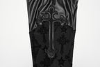 Punk Rave Seraphina Gothic Lace Flares - Cross Flocking Mesh Leggings