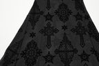 Punk Rave Seraphina Gothic Lace Flares - Cross Flocking Mesh Leggings