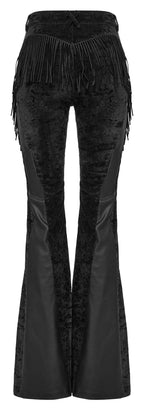 Punk Rave Morrigan Wasteland Tassel Flare Goth Trousers In Black