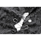 Dark in Love Shredded Butterfly Print Halter Goth Top In Grey