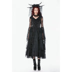 Dark In Love Gothic Deep-V Lace Bell Sleeve Cape