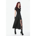 Dark In Love Dalaria High Waist Gothic Long Skirt - Lace Inset Panel