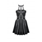Dark in Love Harness Chain Faux Leather Mini Dress