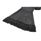 Dark in Love Belladonna Lace-Up High Collar Puff Sleeve Goth Dress  in Black