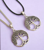 Tree Of Life Charm Necklace Silver Plated Or Waxed Cord Variable Lengths, Gift Packaged