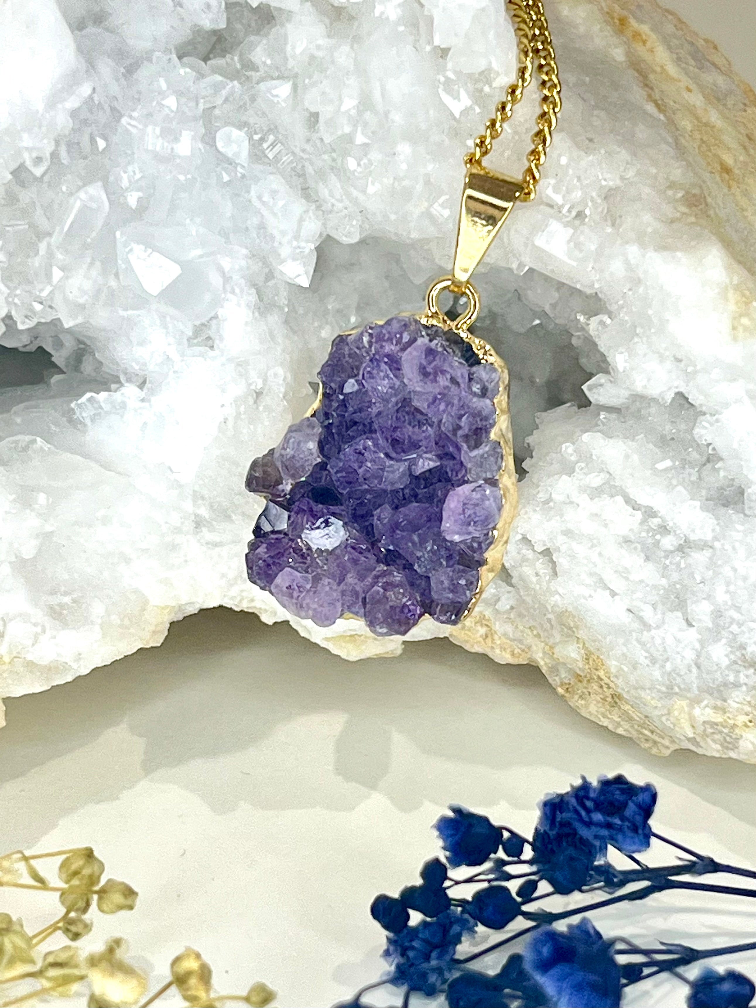 Gold-Plated Amethyst Cluster Necklace