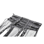 Dark in Love Gothic Sheer Mesh Maxi Skirt with PU Waist Corset