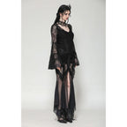 Dark in Love Zuri Gothic Romantic Lace Patchwork Bell-Sleeve Layered Cuff Top