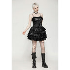 Dark in Love Harriet Punk Shiny PU Leather Layered Dress