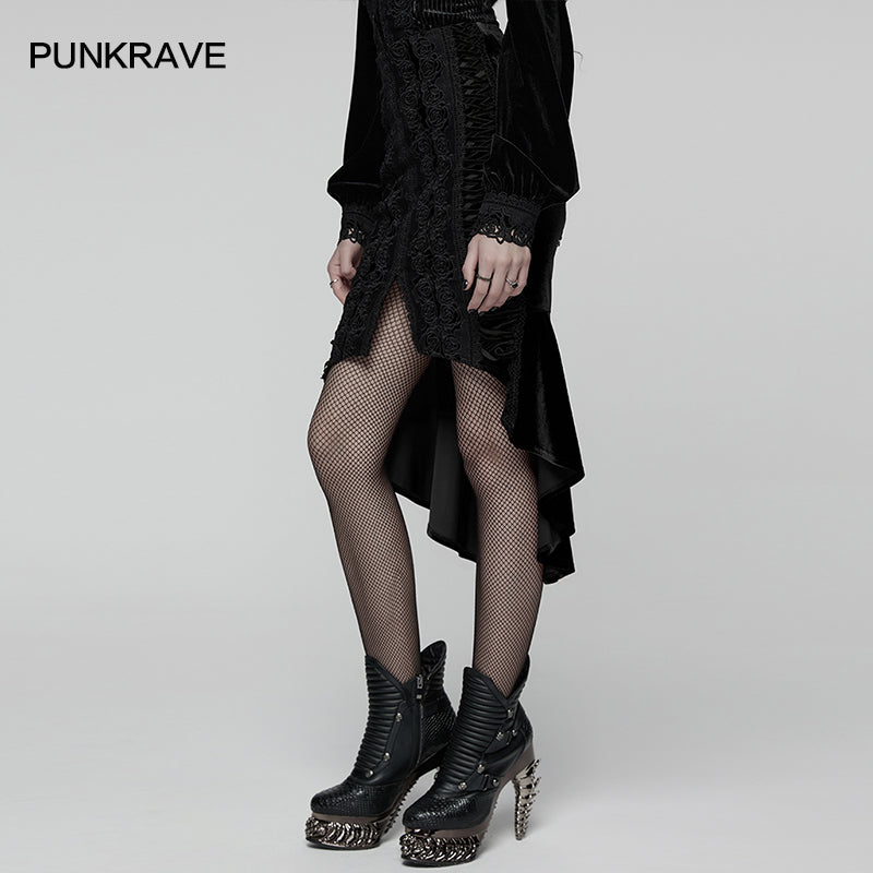 Punk Rave - Belladonna Goth Rose Fishtail Skirt
