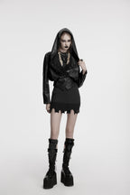Punk Rave Nyx Hooded Faux Leather Jacket