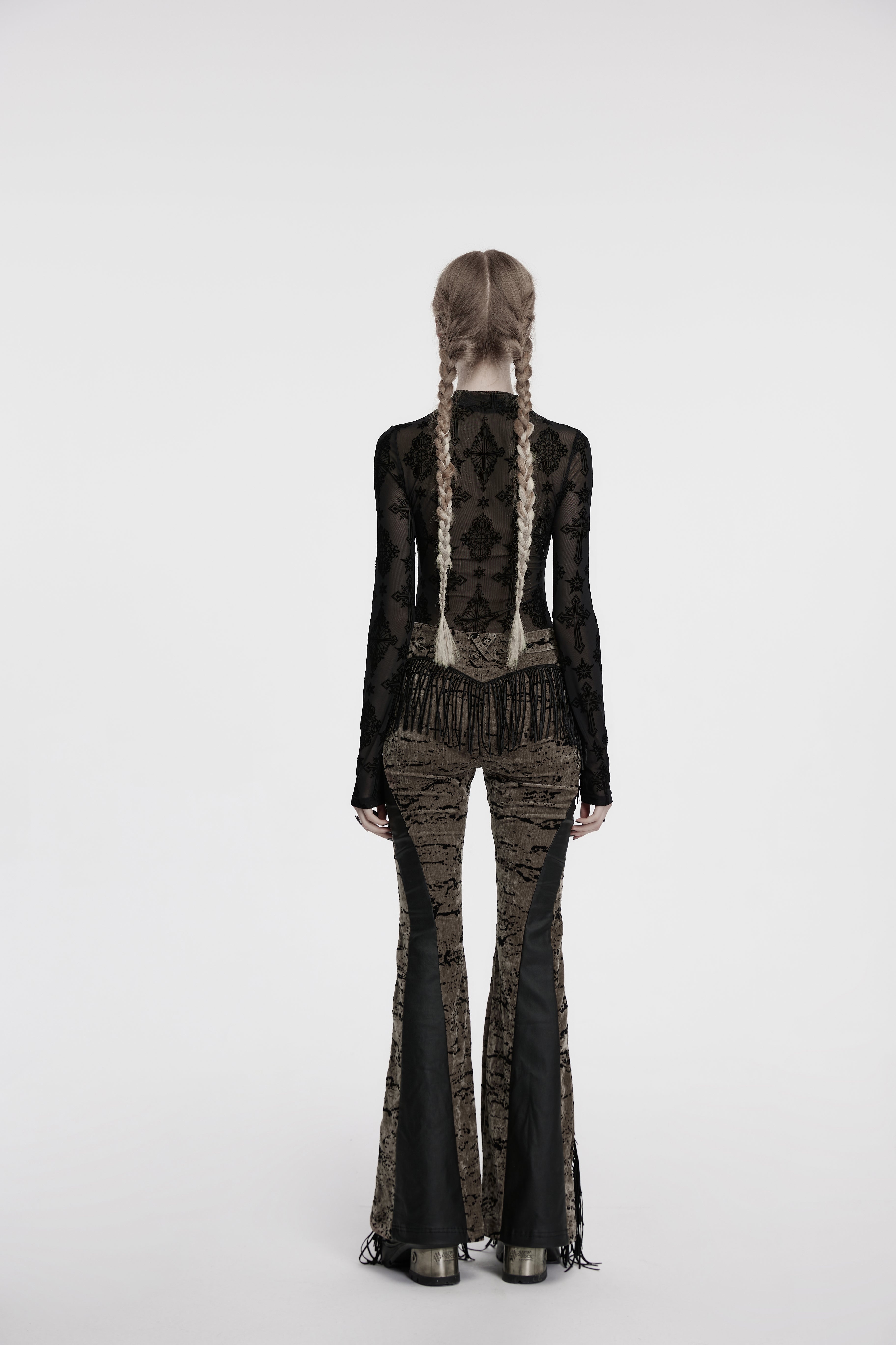 Punk Rave Ravena Cross Flocking Mesh Top