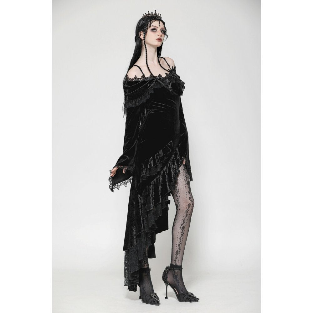 Dark in Love Kaia Midnight Mystique Velvet Ruffle Off-Shoulder Mermaid Dress