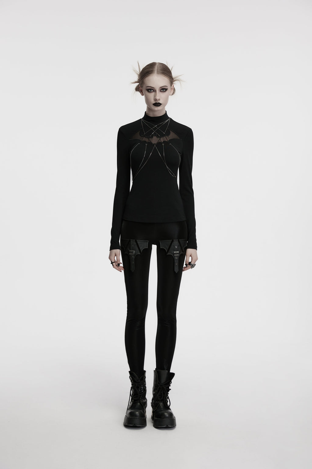 Punk Rave Morrigan Bat Chain Goth Top In Black