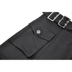 Dark in Love Punk Layered Pocket Cutout Belted Long Skirt