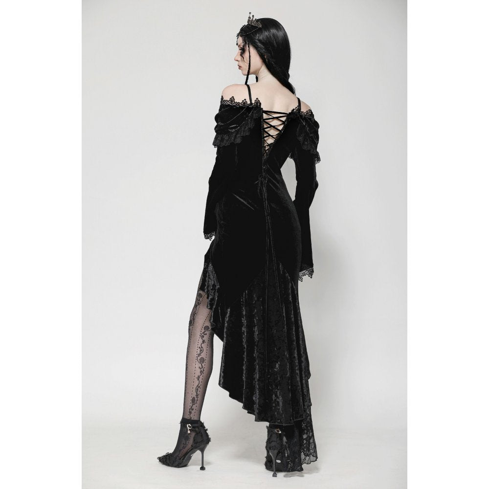 Dark in Love Kaia Midnight Mystique Velvet Ruffle Off-Shoulder Mermaid Dress