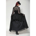 Dark in Love Aoife Black Hollow Lace Elastic Pleated Waist Eyelash Lace Cuff Top