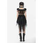 Dark in Love Seraphina Tiered Mesh & Ruffle Goth Layer Dress