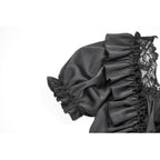 Dark in Love Seraphina Ruched Puff Sleeve Corset Top in Black