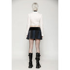 Dark in Love Sage Tartan Patchwork Leather-Waist Pleated Mini Skirt - Size UK 16 Left Only!