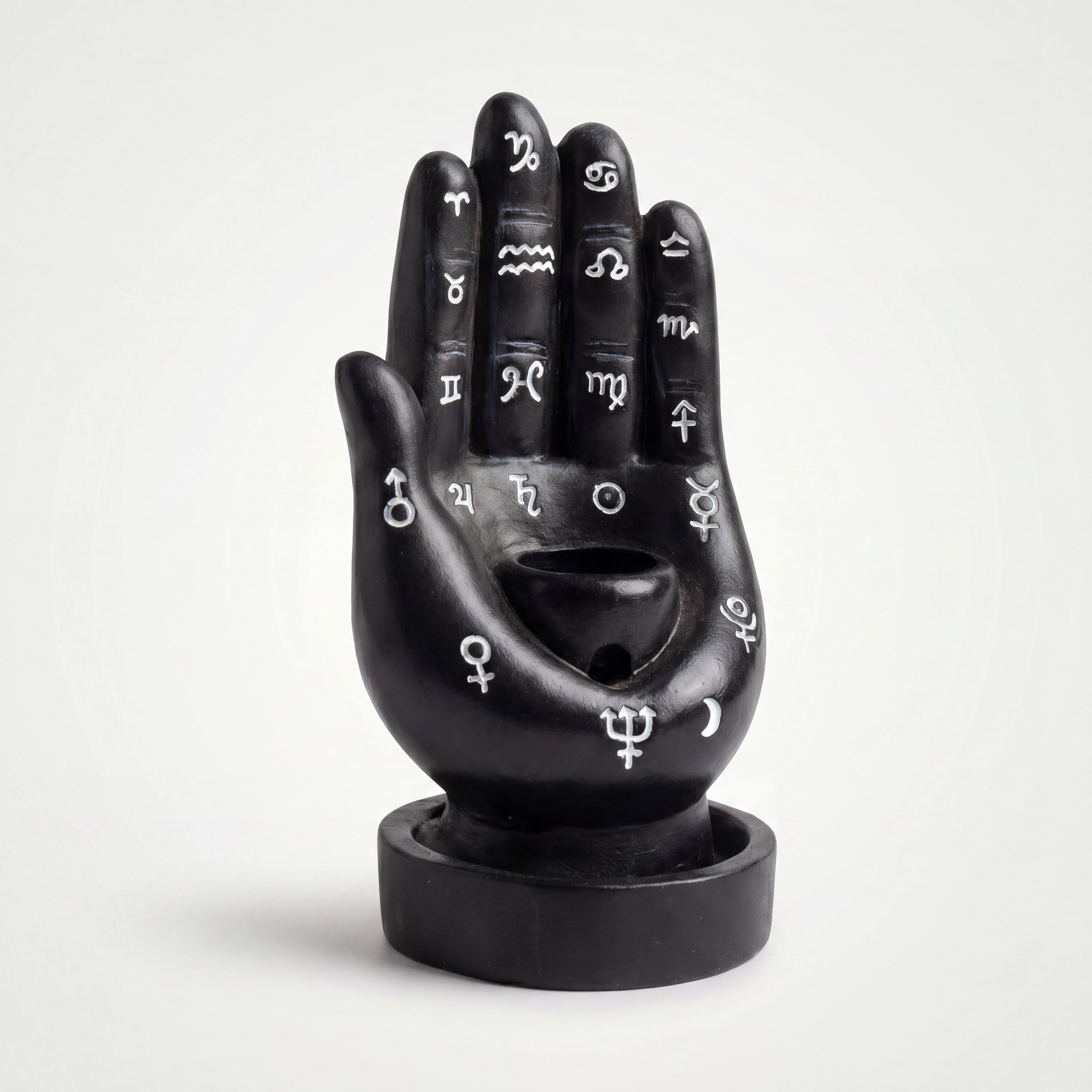 Backflow Hand Cone Incense Holder with Zodiac & Planetary Symbols