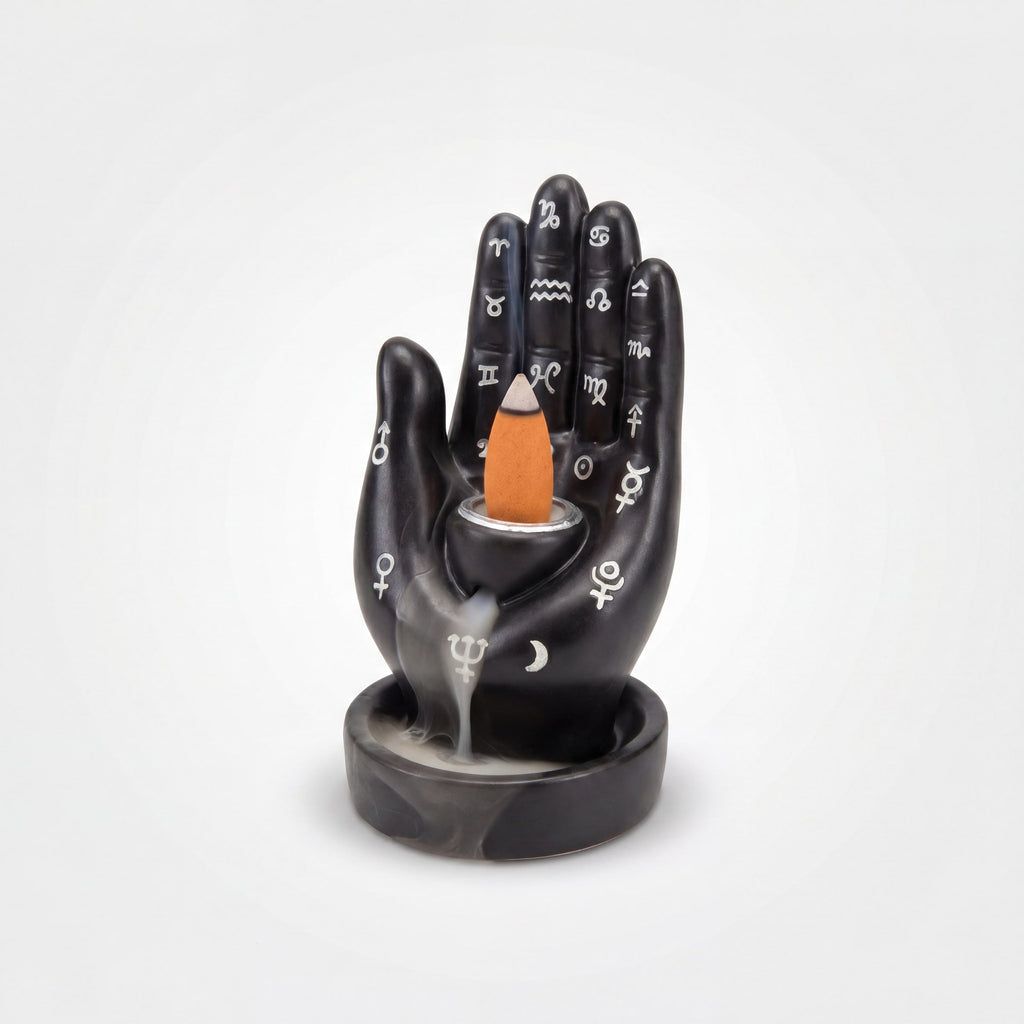 Backflow Hand Cone Incense Holder with Zodiac & Planetary Symbols
