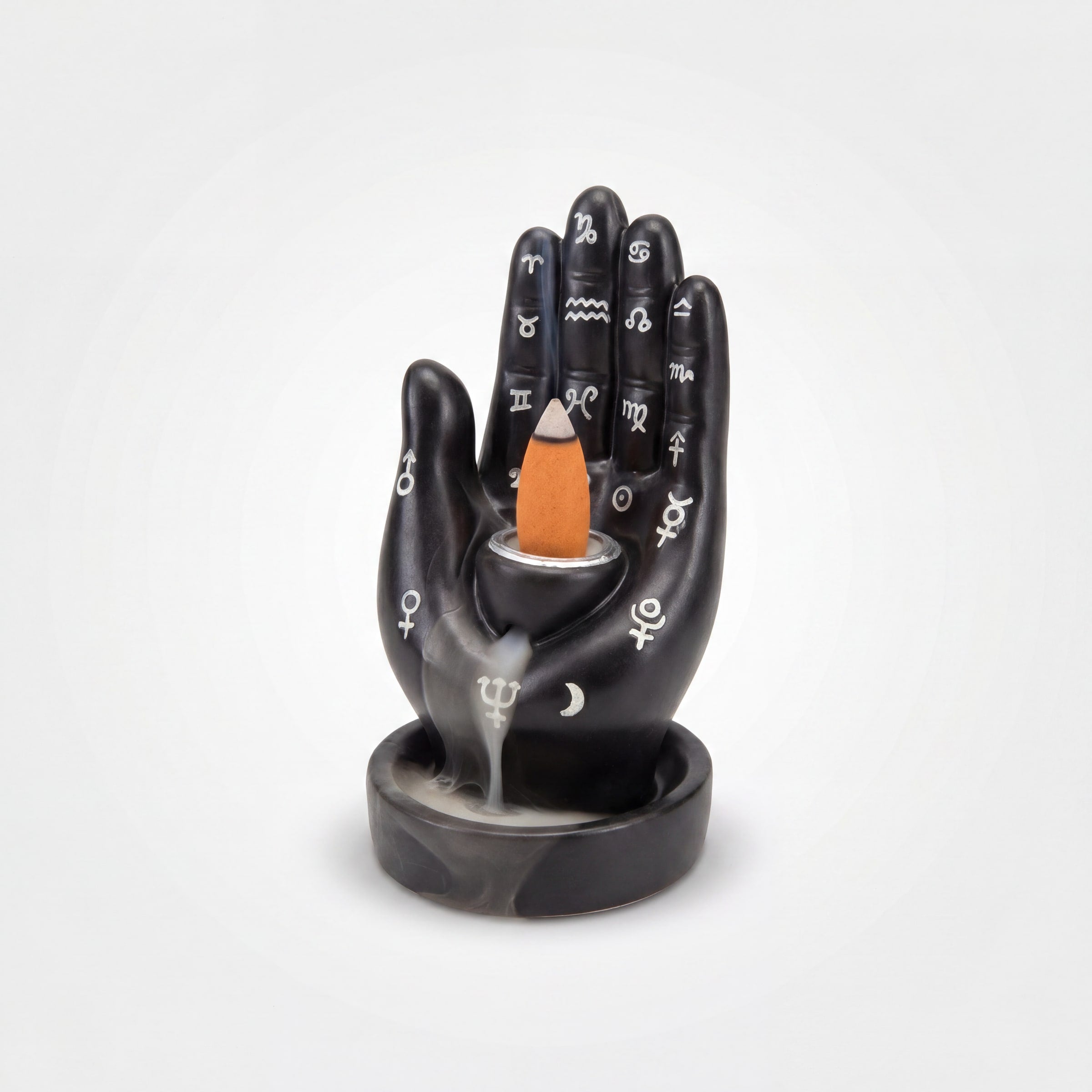 Backflow Hand Cone Incense Holder with Zodiac & Planetary Symbols