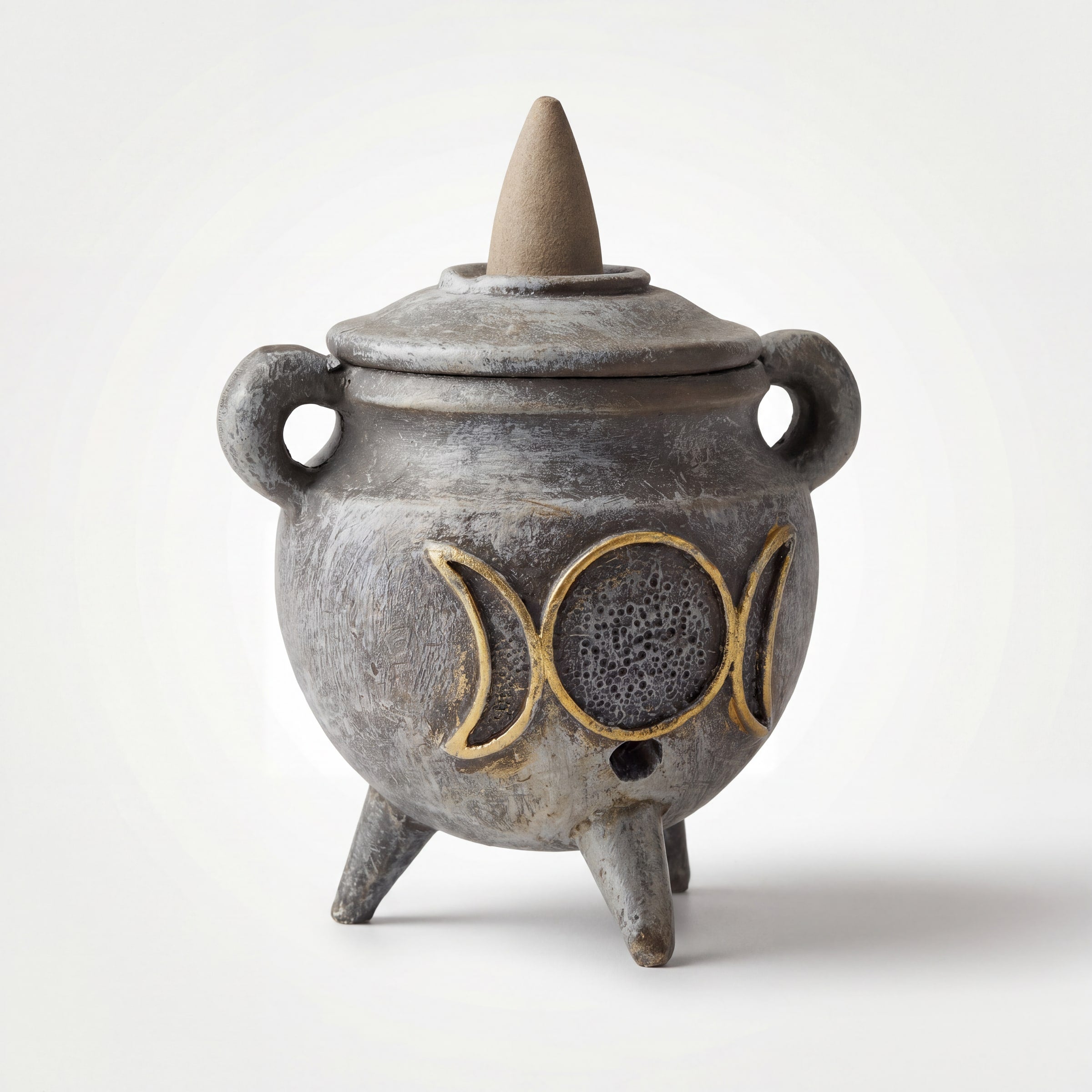 Triple Moon Cauldron Backflow Incense Burner