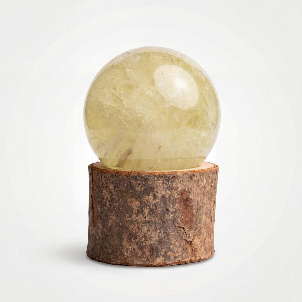 Citrine Crystal Sphere – 58mm 284g | One of a Kind with Wooden Stand