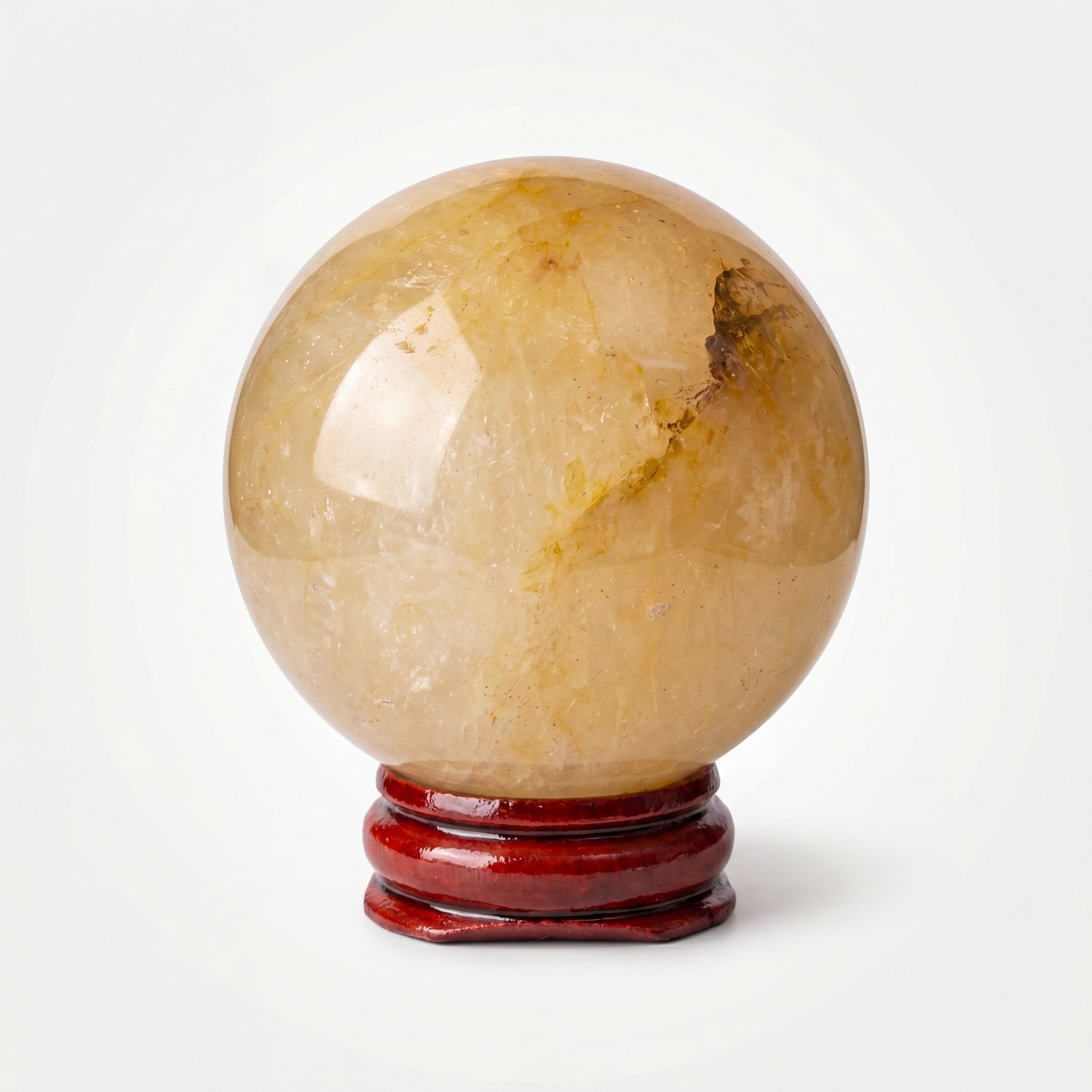 Golden Healer Quartz Crystal Sphere – 50mm 175g | One of a Kind with Wooden Stand