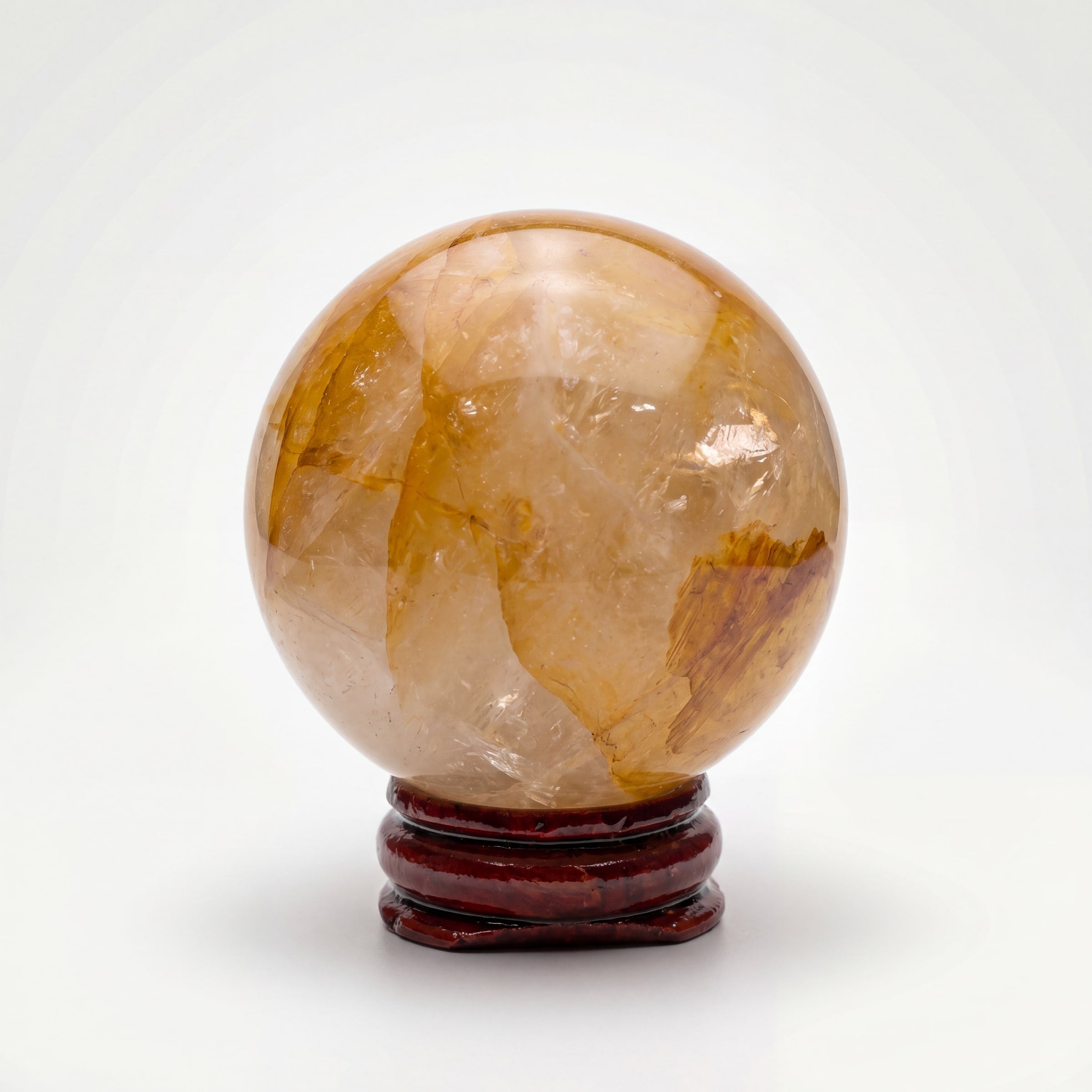 Golden Healer Quartz Crystal Sphere – 48mm 163g | One of a Kind with Wooden Stand