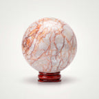 Red Network Crystal Sphere – 75mm 616g | One of a Kind with Wooden Stand