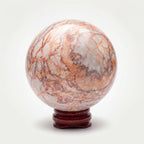 Red Network Crystal Sphere – 75mm 616g | One of a Kind with Wooden Stand