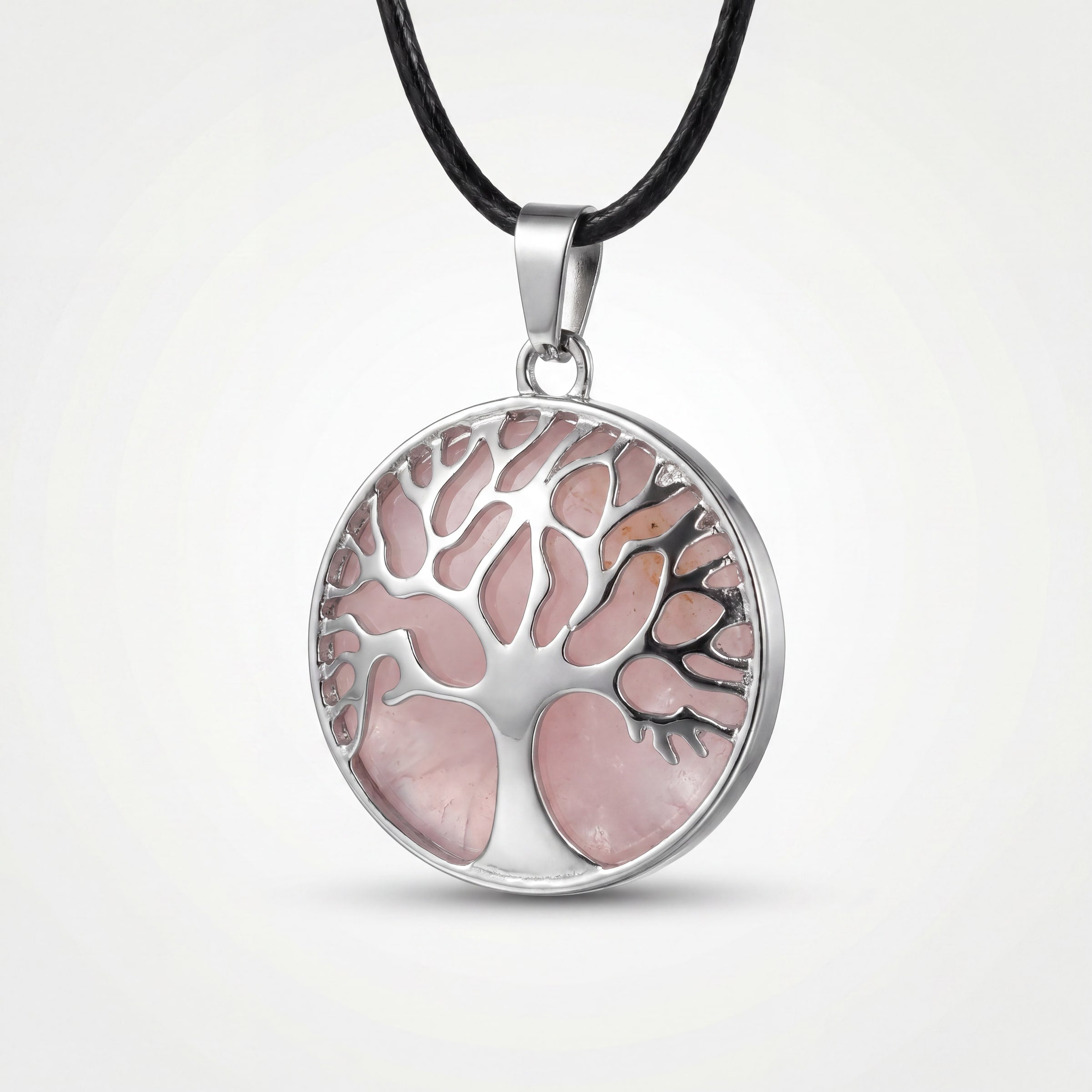 Rose Quartz Tree of Life Pendant Necklace