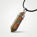 Unakite Double Point Crystal Pendant Necklace