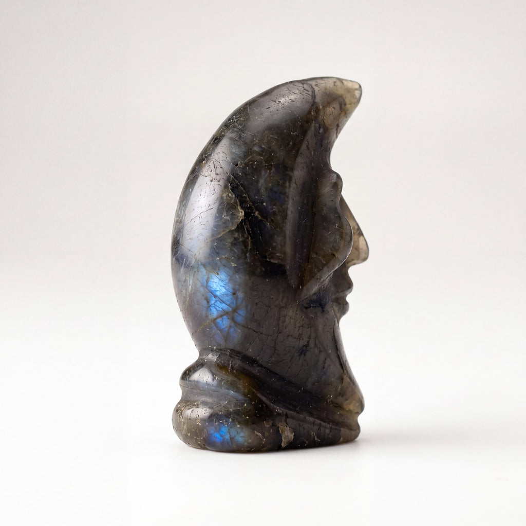 Labradorite Moon Face Carving