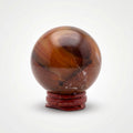 Carnelian Crystal Sphere with Wooden Stand