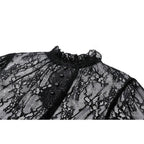 Dark in Love Aoife Black Hollow Lace Elastic Pleated Waist Eyelash Lace Cuff Top