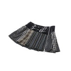 Dark in Love Sage Tartan Patchwork Leather-Waist Pleated Mini Skirt - Size UK 16 Left Only!
