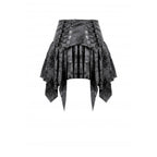 Dark in Love Elandra Layered Lace Handkerchief Hem Goth Skirt in Charcoal Black