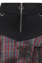 Banned Apparel Morrigan Goth Asymmetric Tartan Skirt in Red