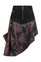 Banned Apparel Morrigan Goth Asymmetric Tartan Skirt in Red